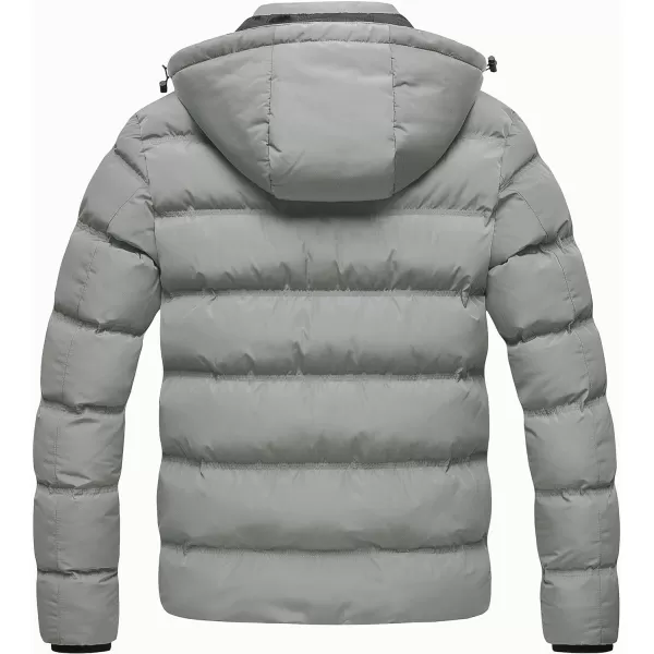CREATMO US Mens Puffer Jacket Waterproof Winter Parka jacket Warm Thicken Ski CoatLight Grey