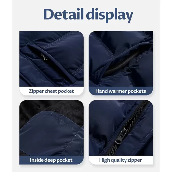 CREATMO US Mens Puffer Jacket Waterproof Winter Parka jacket Warm Thicken Ski CoatNavy Blue