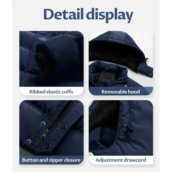 CREATMO US Mens Puffer Jacket Waterproof Winter Parka jacket Warm Thicken Ski CoatNavy Blue