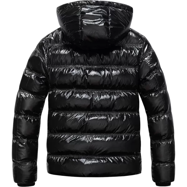 CREATMO US Mens Puffer Jacket Waterproof Winter Parka jacket Warm Thicken Ski CoatShiny Black