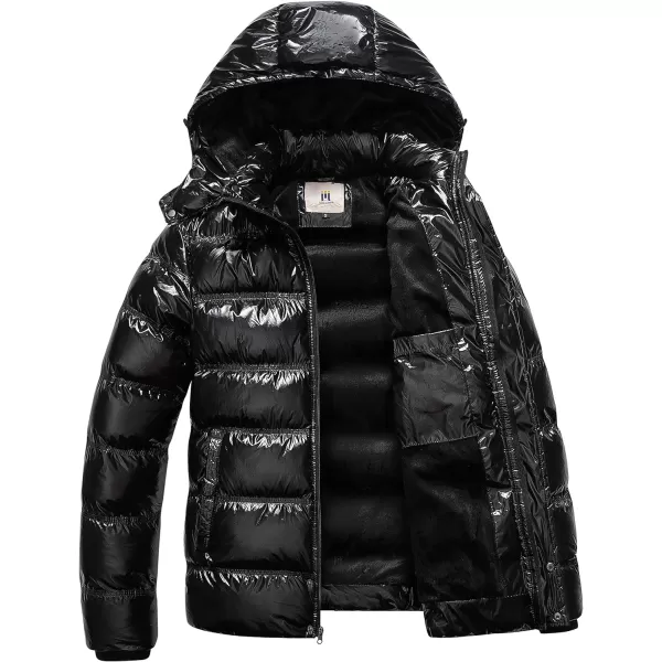 CREATMO US Mens Puffer Jacket Waterproof Winter Parka jacket Warm Thicken Ski CoatShiny Black