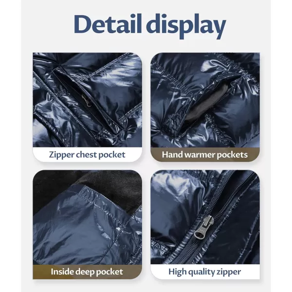 CREATMO US Mens Puffer Jacket Waterproof Winter Parka jacket Warm Thicken Ski CoatShiny Blue