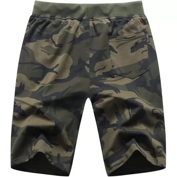 CREATMO US Mens Shorts Zipper Pocket Elastic Waist Stretch Summer Casual BeachCamouflage