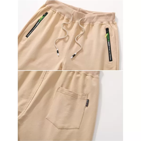 CREATMO US Mens Shorts Zipper Pocket Elastic Waist Stretch Summer Casual BeachKhaki