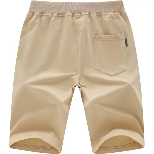 CREATMO US Mens Shorts Zipper Pocket Elastic Waist Stretch Summer Casual BeachKhaki