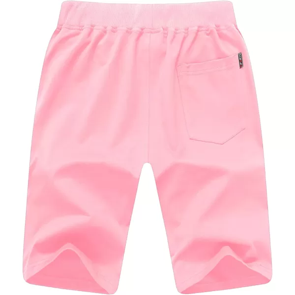 CREATMO US Mens Shorts Zipper Pocket Elastic Waist Stretch Summer Casual BeachPink