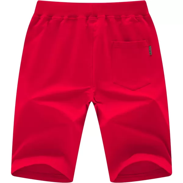 CREATMO US Mens Shorts Zipper Pocket Elastic Waist Stretch Summer Casual BeachRed