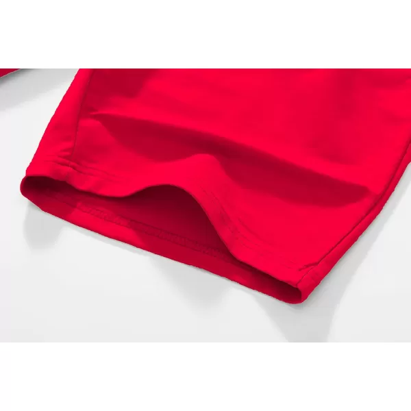 CREATMO US Mens Shorts Zipper Pocket Elastic Waist Stretch Summer Casual BeachRed