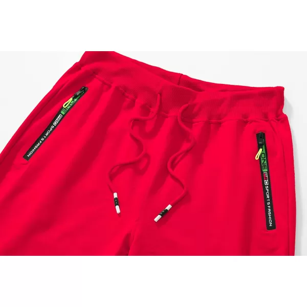 CREATMO US Mens Shorts Zipper Pocket Elastic Waist Stretch Summer Casual BeachRed