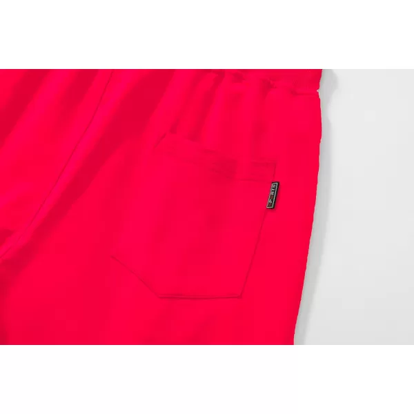 CREATMO US Mens Shorts Zipper Pocket Elastic Waist Stretch Summer Casual BeachRed