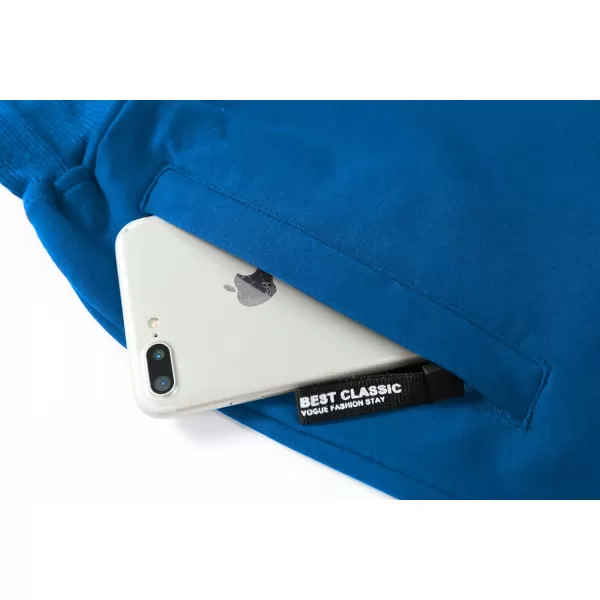 CREATMO US Mens Shorts Zipper Pocket Elastic Waist Stretch Summer Casual BeachSapphire Blue