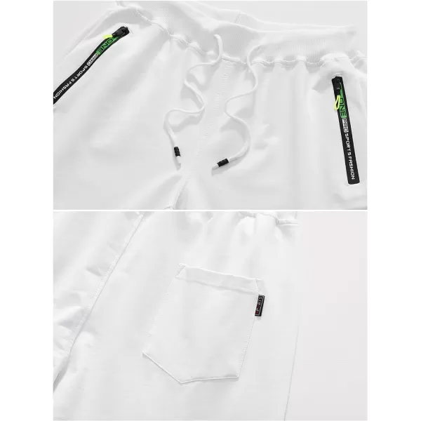 CREATMO US Mens Shorts Zipper Pocket Elastic Waist Stretch Summer Casual BeachWhite