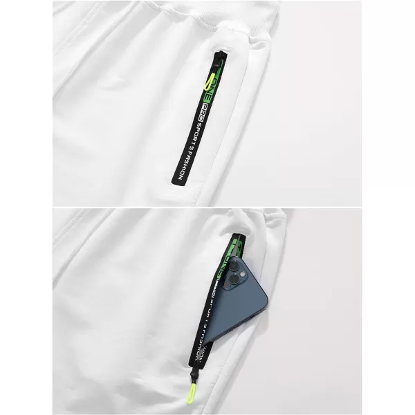 CREATMO US Mens Shorts Zipper Pocket Elastic Waist Stretch Summer Casual BeachWhite