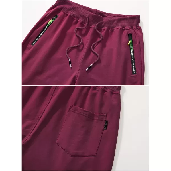 CREATMO US Mens Shorts Zipper Pocket Elastic Waist Stretch Summer Casual BeachWine Red