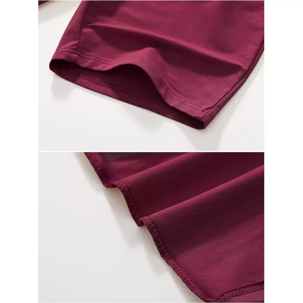 CREATMO US Mens Shorts Zipper Pocket Elastic Waist Stretch Summer Casual BeachWine Red