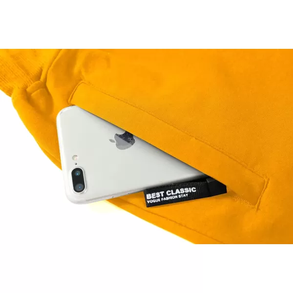 CREATMO US Mens Shorts Zipper Pocket Elastic Waist Stretch Summer Casual BeachYellow