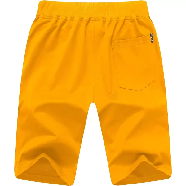 CREATMO US Mens Shorts Zipper Pocket Elastic Waist Stretch Summer Casual BeachYellow
