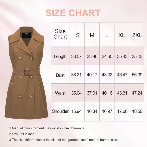 CREATMO US Womens Faux Suede Vest Sleeveless Double Breasted Trench Coat Long Blazer DressBrown Suede