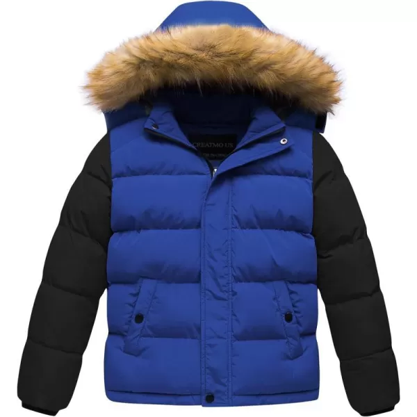 CREATMO US Boys Water Resistant Winter Coats Warm Fleece Lined Outwear Windbreaker Ski JacketBlack amp Navy