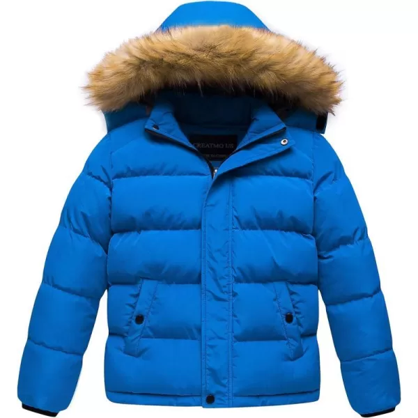 CREATMO US Boys Water Resistant Winter Coats Warm Fleece Lined Outwear Windbreaker Ski JacketBlue