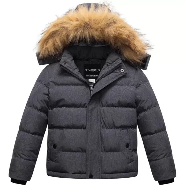 CREATMO US Boys Water Resistant Winter Coats Warm Fleece Lined Outwear Windbreaker Ski JacketCharcoal Heather