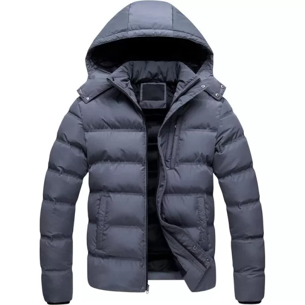 CREATMO US Mens Puffer Jacket Waterproof Winter Parka jacket Warm Thicken Ski CoatDark Gray