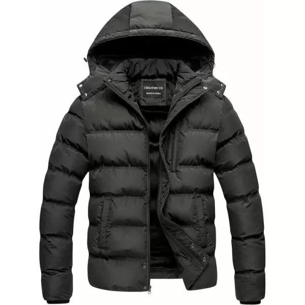 CREATMO US Mens Puffer Jacket Waterproof Winter Parka jacket Warm Thicken Ski CoatGrey