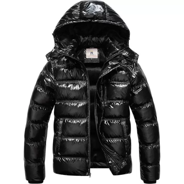 CREATMO US Mens Puffer Jacket Waterproof Winter Parka jacket Warm Thicken Ski CoatShiny Black