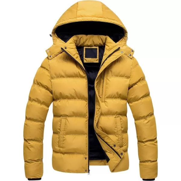 CREATMO US Mens Puffer Jacket Waterproof Winter Parka jacket Warm Thicken Ski CoatYellow