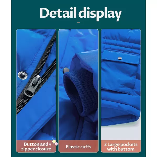 CREATMO US Boys Winter Parka Water Resistant Hooded Puffer Fleece Lined Jackets CoatsBlue