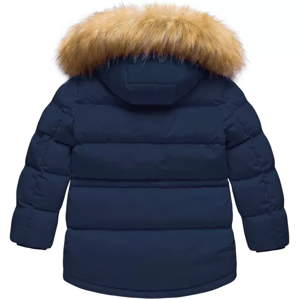 CREATMO US Boys Winter Parka Water Resistant Hooded Puffer Fleece Lined Jackets CoatsNavy