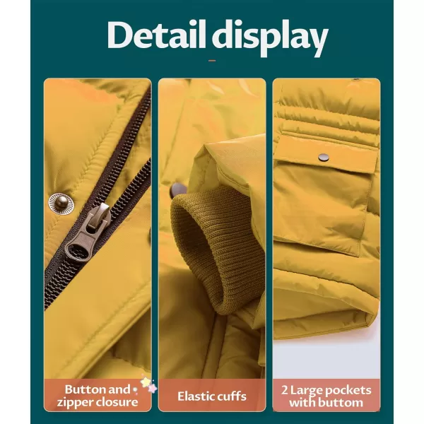 CREATMO US Boys Winter Parka Water Resistant Hooded Puffer Fleece Lined Jackets CoatsYellow