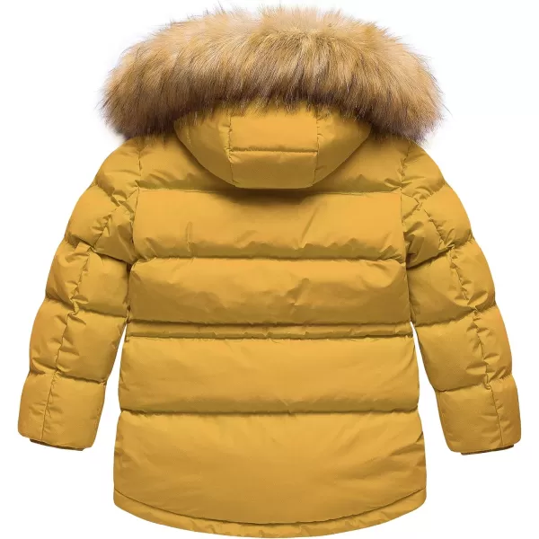 CREATMO US Boys Winter Parka Water Resistant Hooded Puffer Fleece Lined Jackets CoatsYellow