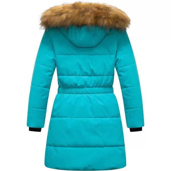 CREATMO US Girls Long Length Winter Coat Parka Water Resistant Puffer Jacket With Fleece LiningBlue