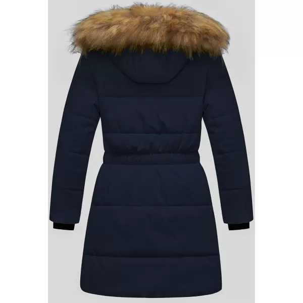 CREATMO US Girls Long Length Winter Coat Parka Water Resistant Puffer Jacket With Fleece LiningNavy