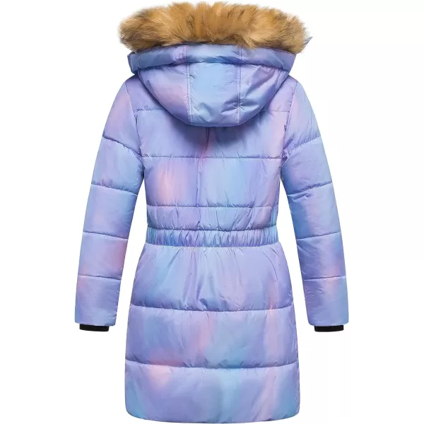 CREATMO US Girls Long Length Winter Coat Parka Water Resistant Puffer Jacket With Fleece LiningPinkampombre