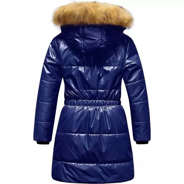 CREATMO US Girls Long Length Winter Coat Parka Water Resistant Puffer Jacket With Fleece LiningShine Navy