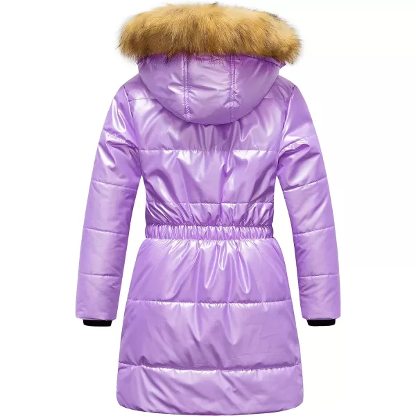 CREATMO US Girls Long Length Winter Coat Parka Water Resistant Puffer Jacket With Fleece LiningShine Purple