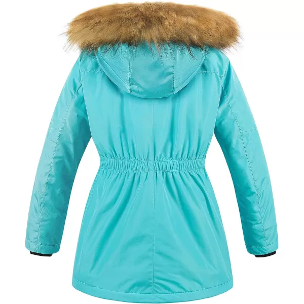 CREATMO US Girls Long Winter Warm Parka Sherpa TrimmednbspCollar Puffer Ski Jacket CoatBlue