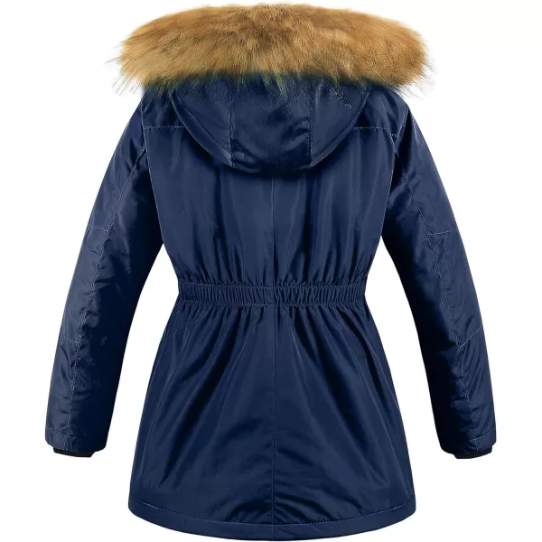 CREATMO US Girls Long Winter Warm Parka Sherpa TrimmednbspCollar Puffer Ski Jacket CoatNavy