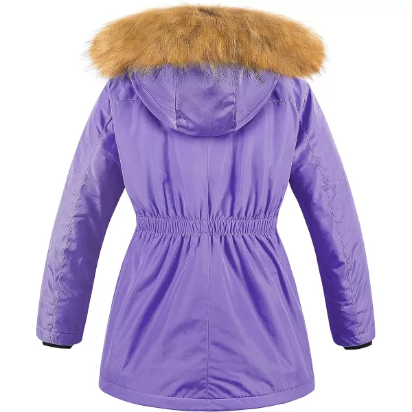 CREATMO US Girls Long Winter Warm Parka Sherpa TrimmednbspCollar Puffer Ski Jacket CoatPurple