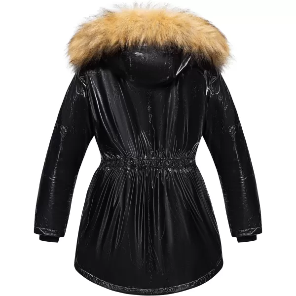 CREATMO US Girls Long Winter Warm Parka Sherpa TrimmednbspCollar Puffer Ski Jacket CoatShine Black