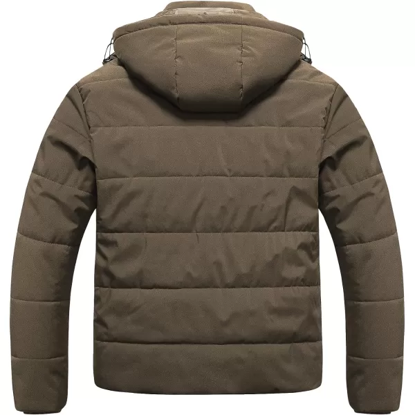 CREATMO US Mens Big and Tall Winter Puffer Jacket Waterproof Bubble Coat Puffy Ski Parka With HoodBrown
