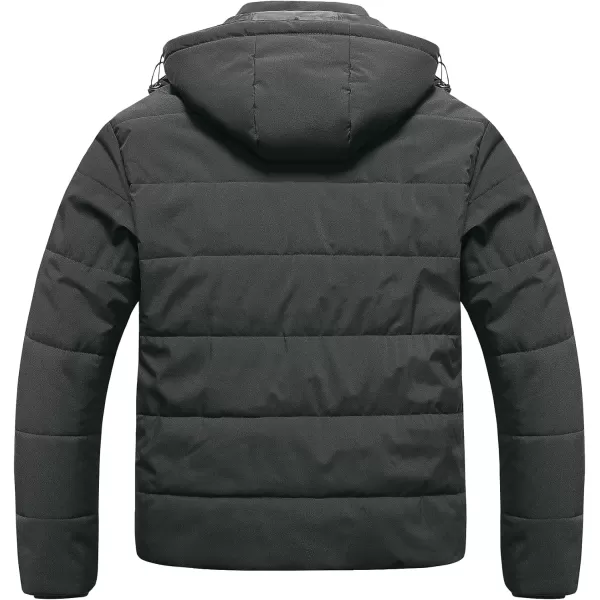 CREATMO US Mens Big and Tall Winter Puffer Jacket Waterproof Bubble Coat Puffy Ski Parka With HoodGrey