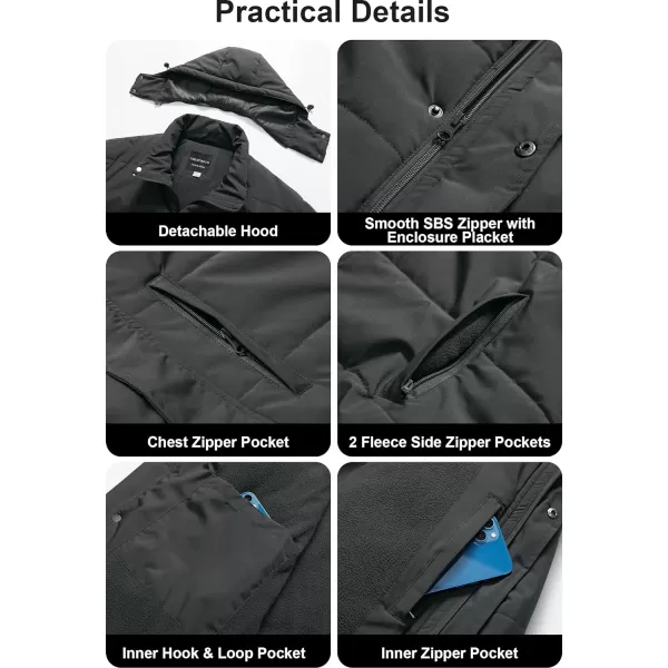 CREATMO US Mens Big and Tall Winter Puffer Jacket Waterproof Bubble Coat Puffy Ski Parka With HoodGrey