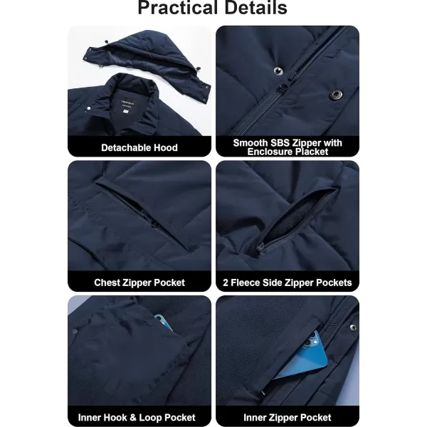 CREATMO US Mens Big and Tall Winter Puffer Jacket Waterproof Bubble Coat Puffy Ski Parka With HoodNavy Blue