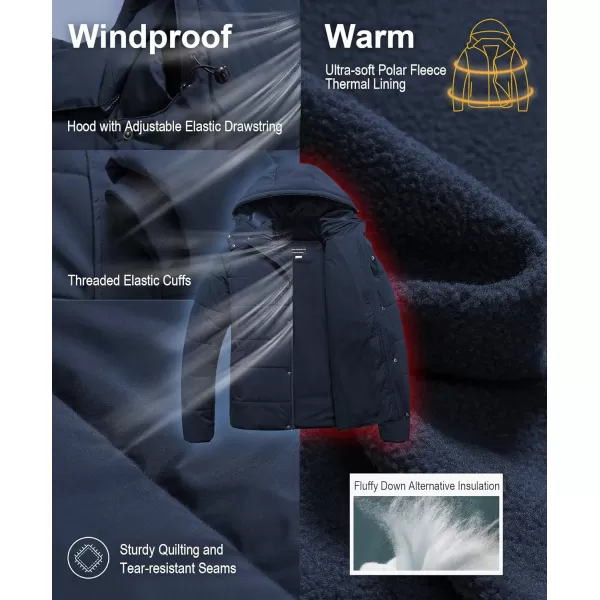 CREATMO US Mens Big and Tall Winter Puffer Jacket Waterproof Bubble Coat Puffy Ski Parka With HoodNavy Blue