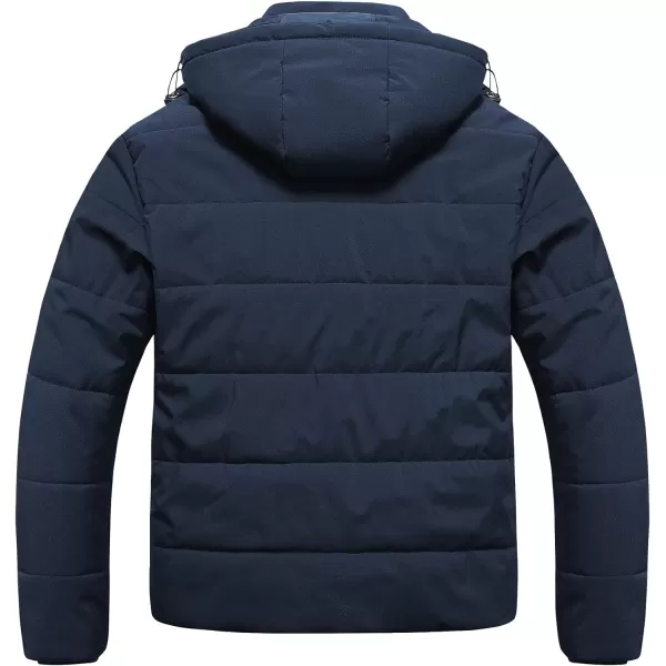 CREATMO US Mens Big and Tall Winter Puffer Jacket Waterproof Bubble Coat Puffy Ski Parka With HoodNavy Blue