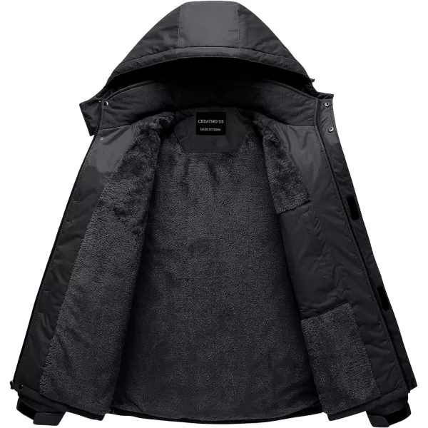 CREATMO US Mens Mountain Waterproof Ski Jacket Snowboard Jacket Windproof Snowboarding Jacket Warm Winter Coat RaincoatBlack