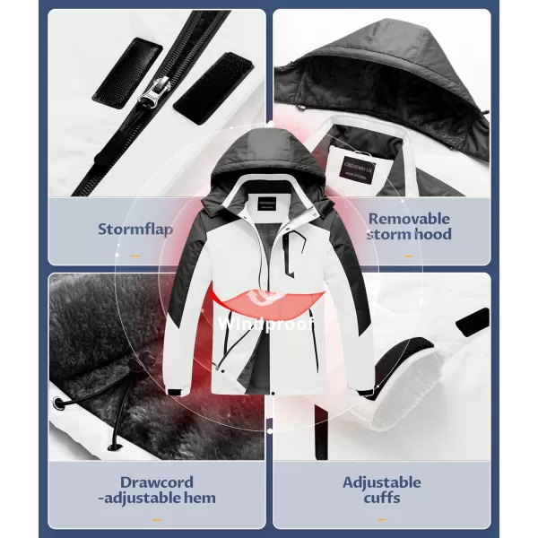 CREATMO US Mens Mountain Waterproof Ski Jacket Snowboard Jacket Windproof Snowboarding Jacket Warm Winter Coat RaincoatBlack amp White